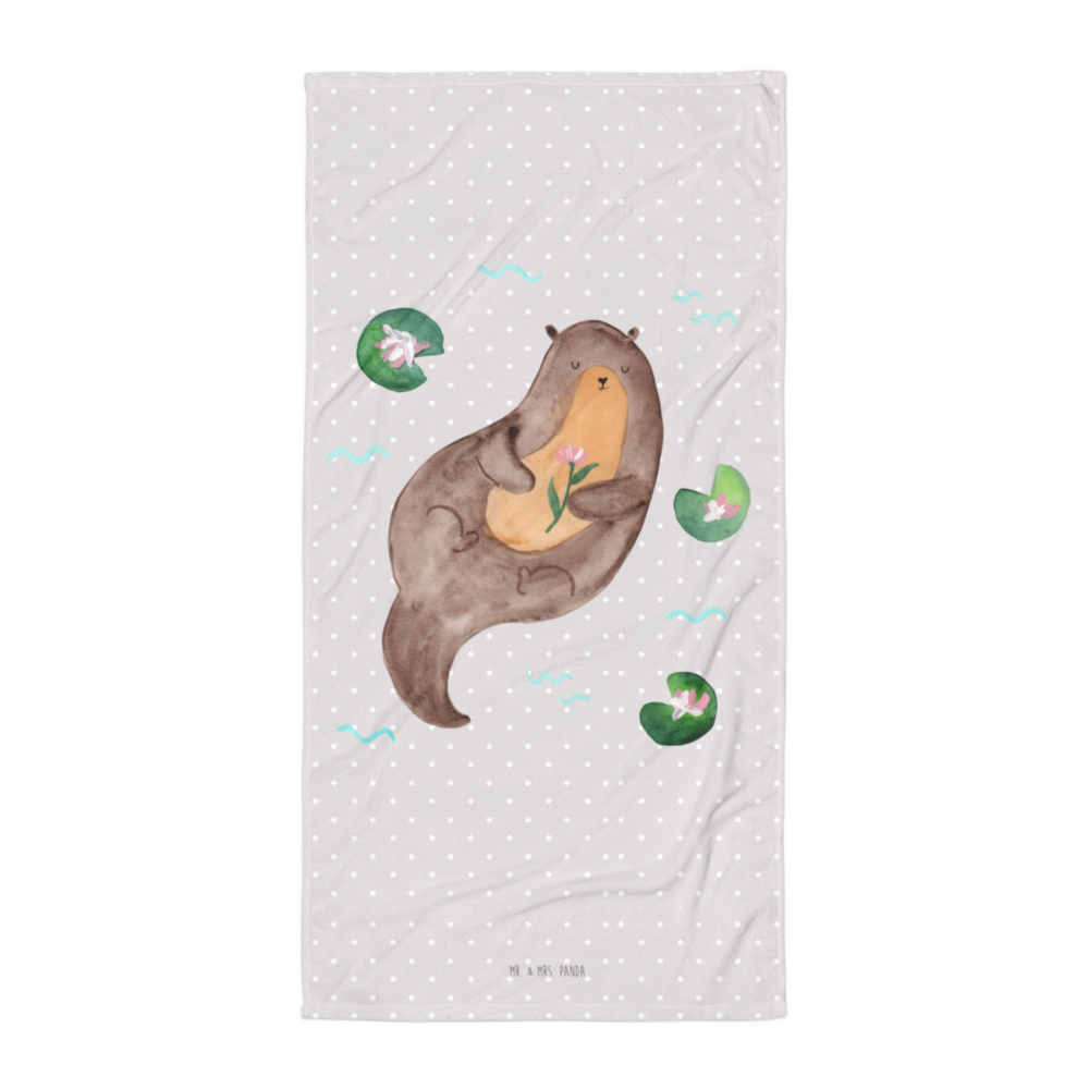 XL Badehandtuch Otter mit Seerose Handtuch, Badetuch, Duschtuch, Strandtuch, Saunatuch, Otter, Fischotter, Seeotter, Otter Seeotter See Otter