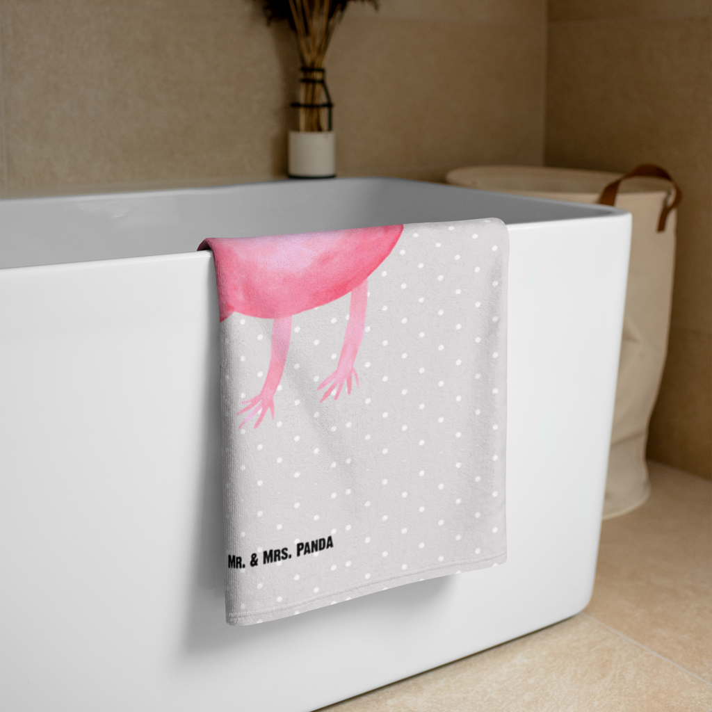XL Badehandtuch Axolotl glücklich Handtuch, Badetuch, Duschtuch, Strandtuch, Saunatuch, Axolotl, Molch, Axolot, Schwanzlurch, Lurch, Lurche, Motivation, gute Laune