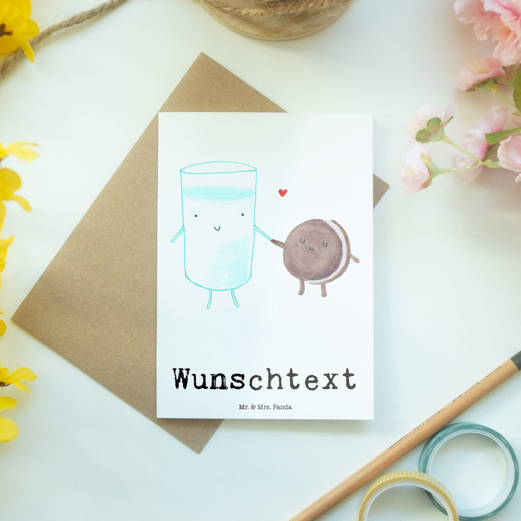 Personalisierte Grußkarte Milch & Keks Personalisierte Grußkarte, Personalisiertere Klappkarte, Personalisierte Einladungskarte, Personalisierte Glückwunschkarte, Personalisierte Hochzeitskarte, Personalisierte Geburtstagskarte, Grußkarte mit Namen, Grußkarte selber drucken, Grußkarte selbst gestalten, Grußkarte mit persönlichen Nachrichten, Grußkarte als Geldgeschenk, Grußkarten personalisiert, Tiermotive, Gute Laune, lustige Sprüche, Tiere, Milk, Cookie, Milch, Keks, Kekse, Kaffee, Einladung Frühstück, Motiv süß, romantisch, perfektes Paar