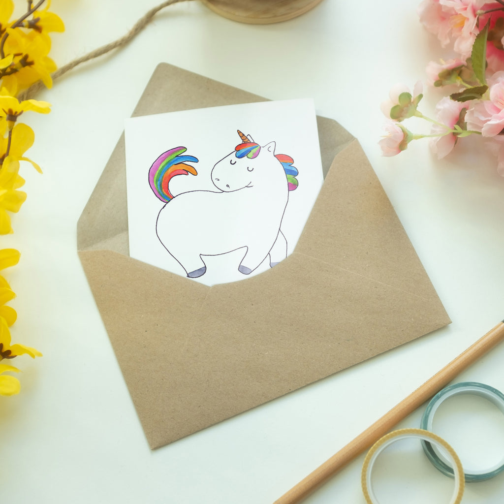 Personalisierte Grußkarte Einhorn stolzierend Personalisierte Grußkarte, Personalisiertere Klappkarte, Personalisierte Einladungskarte, Personalisierte Glückwunschkarte, Personalisierte Hochzeitskarte, Personalisierte Geburtstagskarte, Grußkarte mit Namen, Grußkarte selber drucken, Grußkarte selbst gestalten, Grußkarte mit persönlichen Nachrichten, Grußkarte als Geldgeschenk, Grußkarten personalisiert, Einhorn, Einhörner, Einhorn Deko, Pegasus, Unicorn, stolz, anders, bunt, Pferd, Reiter, Reiten, Freundin, Geschenk
