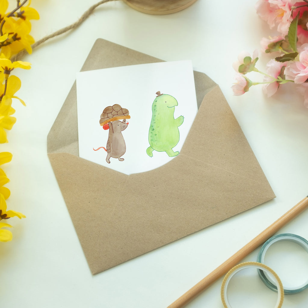 Personalisierte Grußkarte Schildkröte & Maus Personalisierte Grußkarte, Personalisiertere Klappkarte, Personalisierte Einladungskarte, Personalisierte Glückwunschkarte, Personalisierte Hochzeitskarte, Personalisierte Geburtstagskarte, Grußkarte mit Namen, Grußkarte selber drucken, Grußkarte selbst gestalten, Grußkarte mit persönlichen Nachrichten, Grußkarte als Geldgeschenk, Grußkarten personalisiert, Schildkröte, Maus, Freunde, Freundinnen, beste Freunde, beste Freundinnen