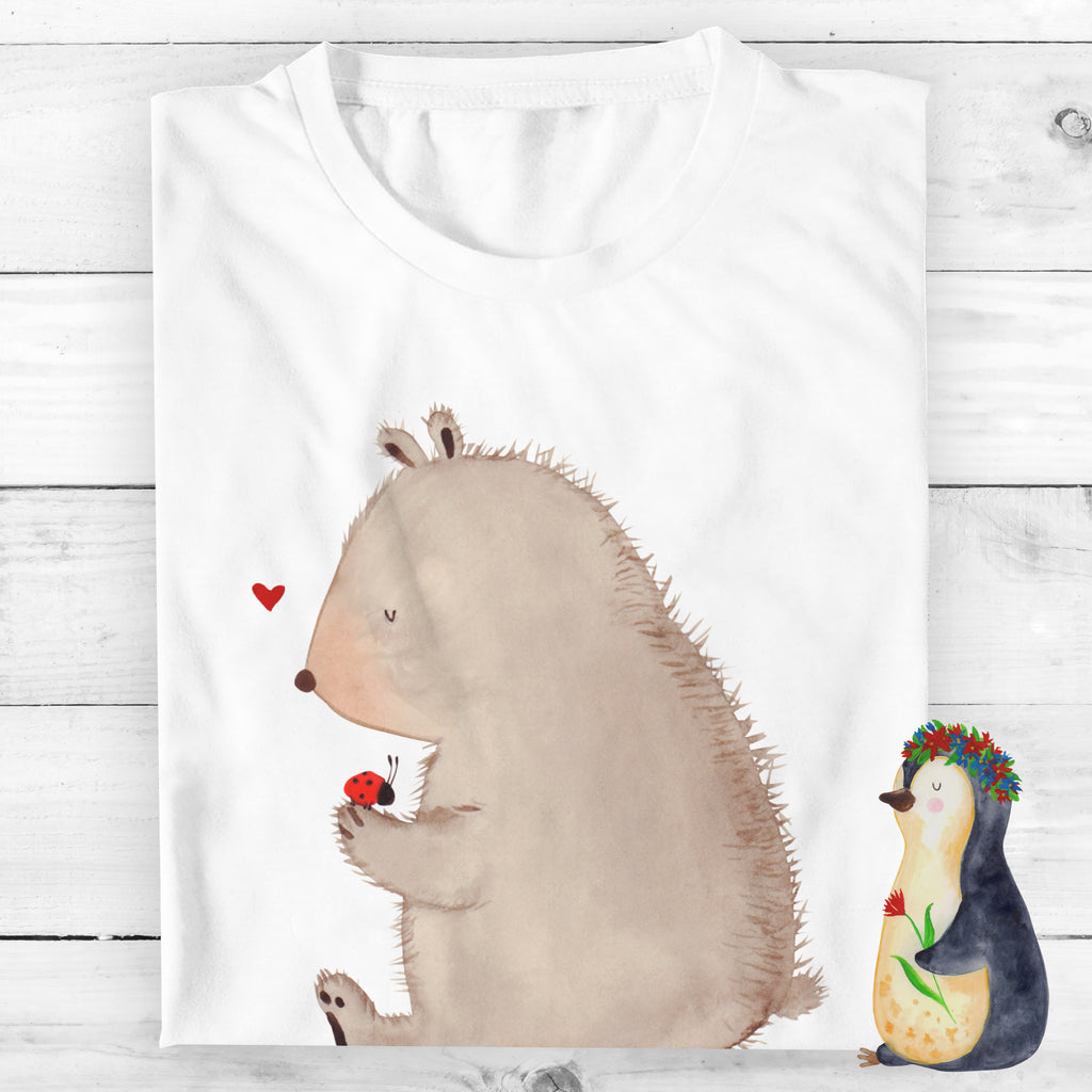 Größe XXL Personalisiertes T-Shirt Bär mit Marienkäfer T-Shirt Personalisiert, T-Shirt mit Namen, T-Shirt mit Aufruck, Männer, Frauen, Wunschtext, Bedrucken, Bär, Teddy, Teddybär, Marienkäfer, Liebe, Freiheit, Motivation, Das Leben ist schön