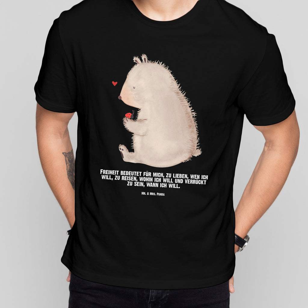 Größe XXL Personalisiertes T-Shirt Bär mit Marienkäfer T-Shirt Personalisiert, T-Shirt mit Namen, T-Shirt mit Aufruck, Männer, Frauen, Wunschtext, Bedrucken, Bär, Teddy, Teddybär, Marienkäfer, Liebe, Freiheit, Motivation, Das Leben ist schön