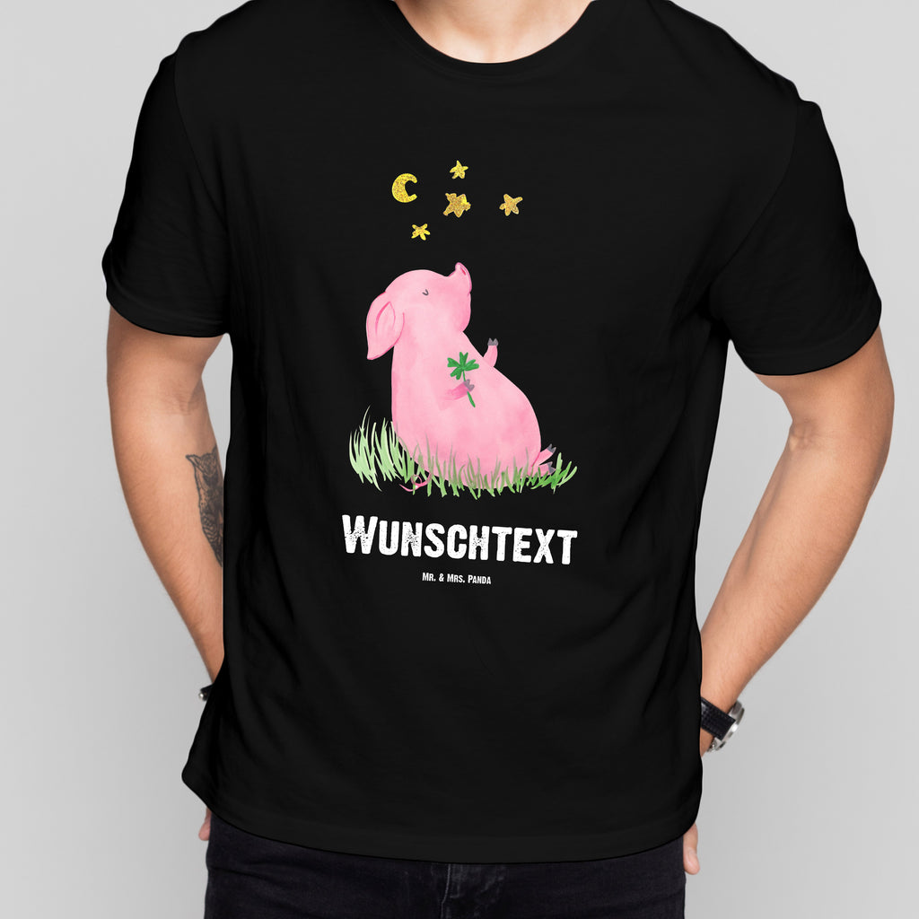 Größe XXL Personalisiertes T-Shirt Glücksschwein T-Shirt Personalisiert, T-Shirt mit Namen, T-Shirt mit Aufruck, Männer, Frauen, Wunschtext, Bedrucken, Tiermotive, Gute Laune, lustige Sprüche, Tiere, Glücksschwein. Glück, Schwein, Schweinchen, Sterne, Sernchen, Ziele, Träume, Motivation, Glücksbringer