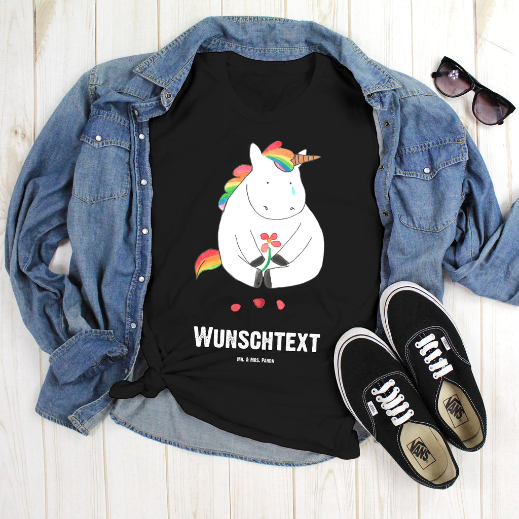 Größe XXL Personalisiertes T-Shirt Einhorn Traurig T-Shirt Personalisiert, T-Shirt mit Namen, T-Shirt mit Aufruck, Männer, Frauen, Wunschtext, Bedrucken, Einhorn, Einhörner, Einhorn Deko, Pegasus, Unicorn, Glitzer, Trösten. Freundschaft, Freunde, Liebe, Trauer, Grußkarte, Blume