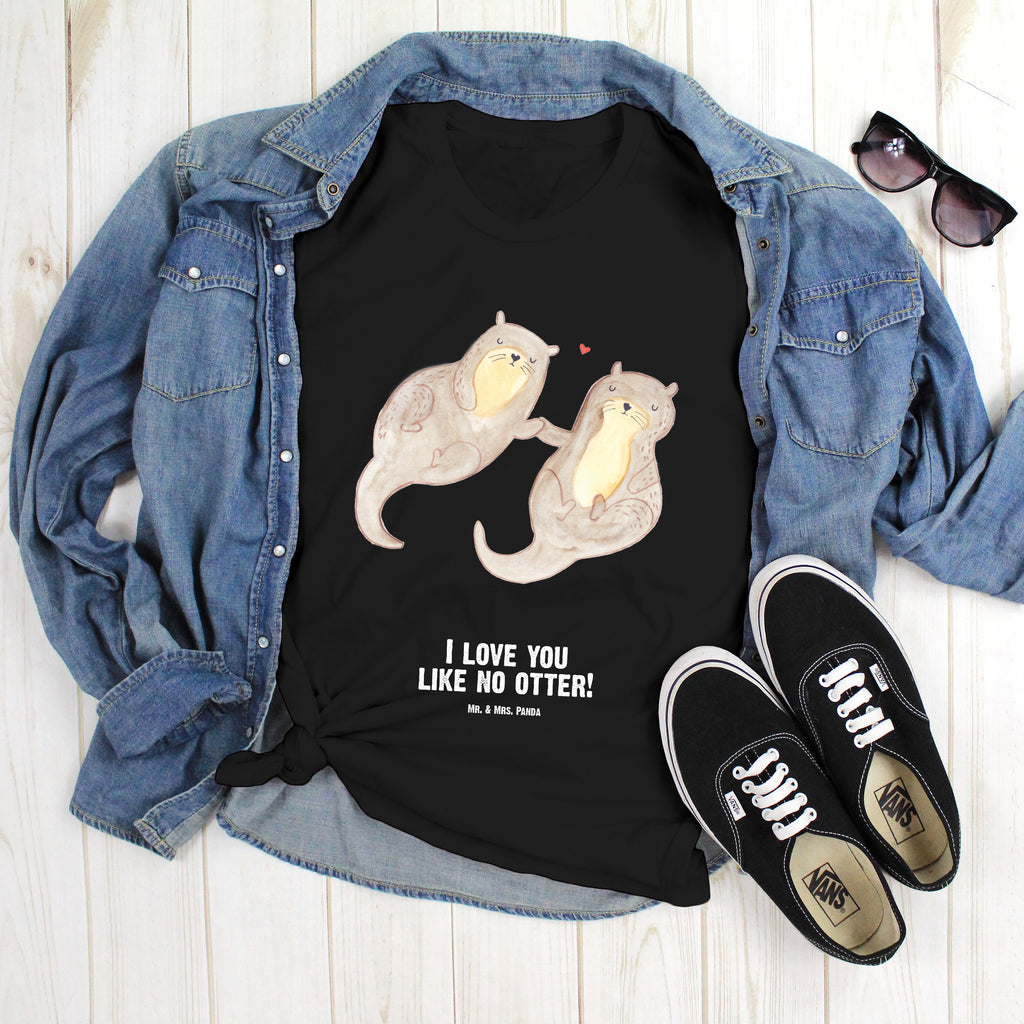 Größe L Personalisiertes T-Shirt Otter händchenhaltend T-Shirt, Shirt, Tshirt, Lustiges T-Shirt, T-Shirt mit Spruch, Party, Junggesellenabschied, Jubiläum, Geburstag, Herrn, Damen, Männer, Frauen, Schlafshirt, Nachthemd, Sprüche, Otter, Fischotter, Seeotter, Otter Seeotter See Otter