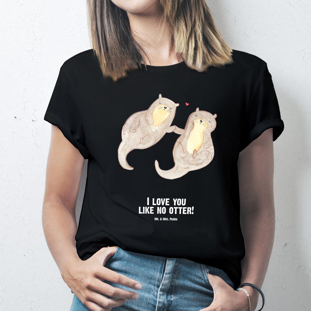Größe L Personalisiertes T-Shirt Otter händchenhaltend T-Shirt, Shirt, Tshirt, Lustiges T-Shirt, T-Shirt mit Spruch, Party, Junggesellenabschied, Jubiläum, Geburstag, Herrn, Damen, Männer, Frauen, Schlafshirt, Nachthemd, Sprüche, Otter, Fischotter, Seeotter, Otter Seeotter See Otter