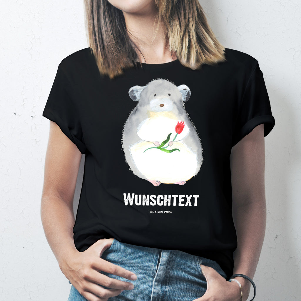 Größe M Personalisiertes T-Shirt Chinchilla mit Blume T-Shirt Personalisiert, T-Shirt mit Namen, T-Shirt mit Aufruck, Männer, Frauen, Tiermotive, Gute Laune, lustige Sprüche, Tiere, Chinchilla, Chinchillas, Liebeskummer, Kummer, Depressionen, traurig sein, Chaos, Glücklichsein, Büro, Büroalltag