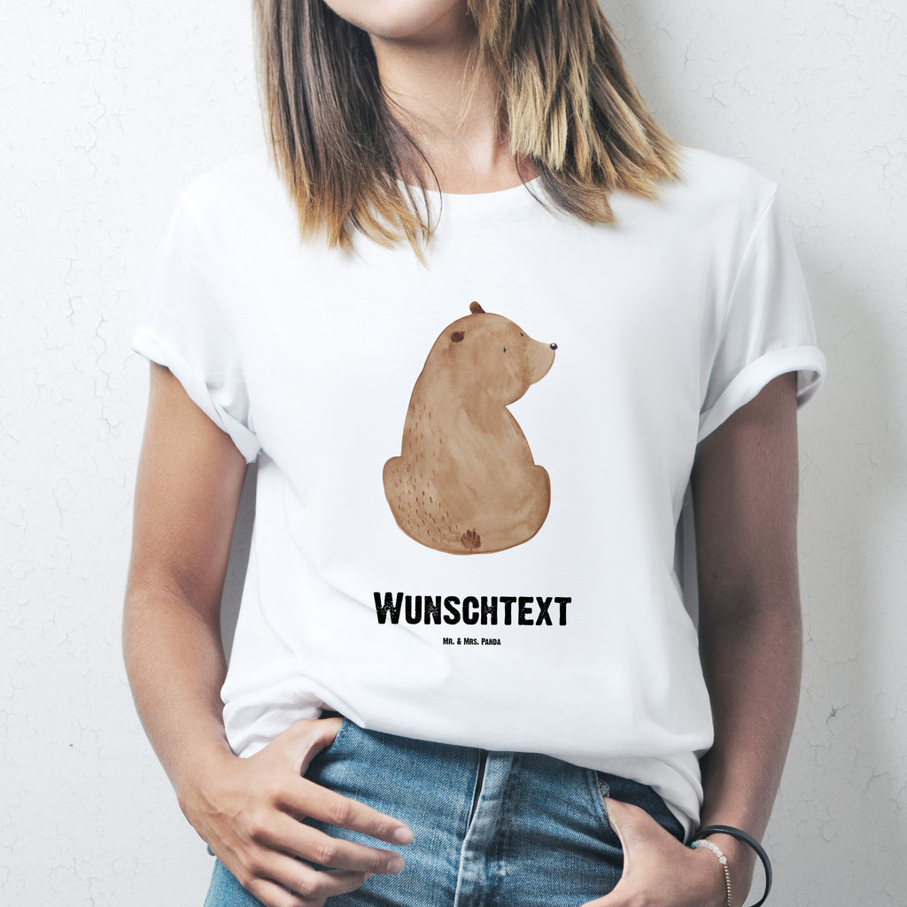 Größe M Personalisiertes T-Shirt Bär Schulterblick T-Shirt Personalisiert, T-Shirt mit Namen, T-Shirt mit Aufruck, Männer, Frauen, Bär, Teddy, Teddybär, Selbstachtung, Weltansicht, Motivation, Bären, Bärenliebe, Weisheit