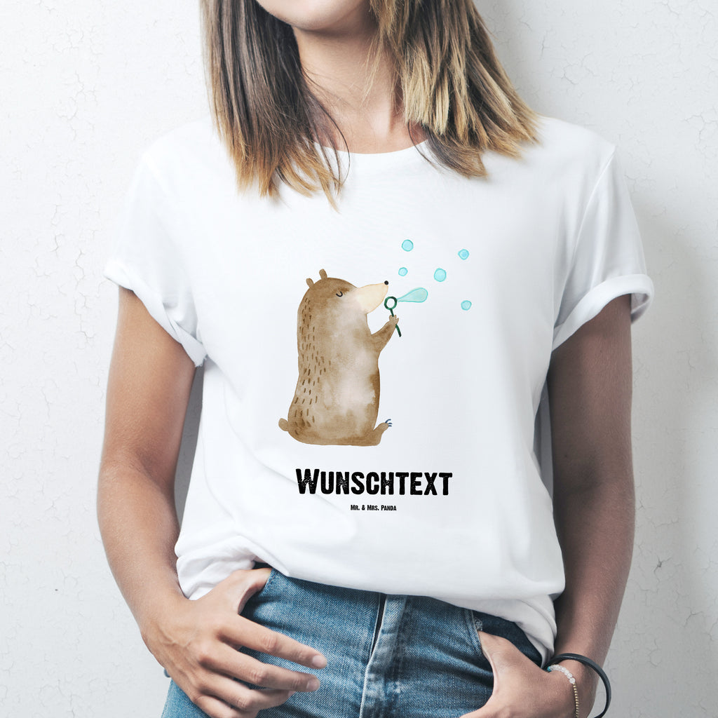 Größe M Personalisiertes T-Shirt Bär Seifenblasen T-Shirt Personalisiert, T-Shirt mit Namen, T-Shirt mit Aufruck, Männer, Frauen, Bär, Teddy, Teddybär, Seifenblasen Bär Lustig Sein Glücklich Traurig Happy