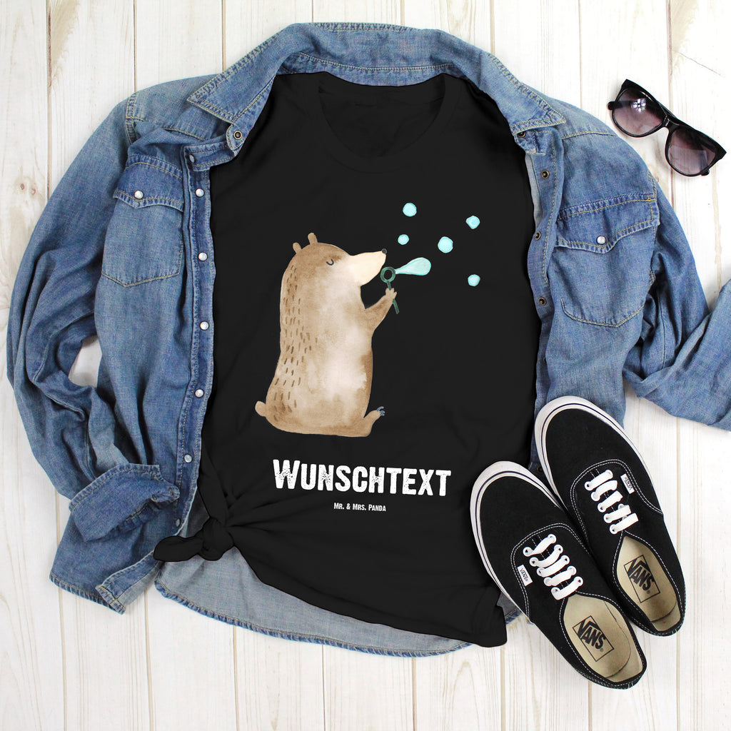 Größe M Personalisiertes T-Shirt Bär Seifenblasen T-Shirt Personalisiert, T-Shirt mit Namen, T-Shirt mit Aufruck, Männer, Frauen, Bär, Teddy, Teddybär, Seifenblasen Bär Lustig Sein Glücklich Traurig Happy