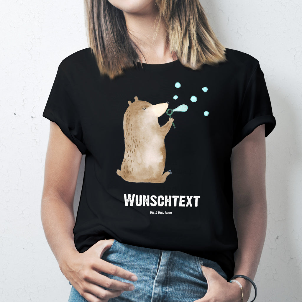 Größe M Personalisiertes T-Shirt Bär Seifenblasen T-Shirt Personalisiert, T-Shirt mit Namen, T-Shirt mit Aufruck, Männer, Frauen, Bär, Teddy, Teddybär, Seifenblasen Bär Lustig Sein Glücklich Traurig Happy