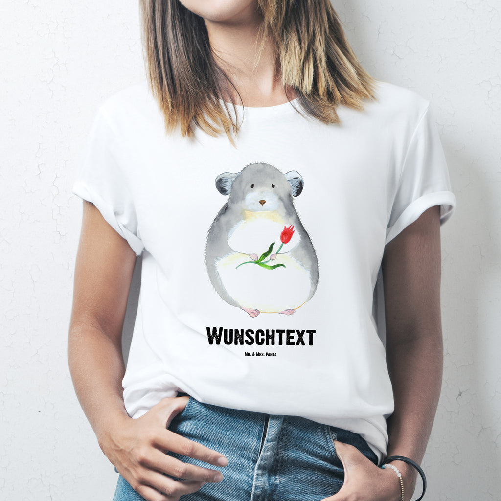 Größe M Personalisiertes T-Shirt Chinchilla mit Blume T-Shirt Personalisiert, T-Shirt mit Namen, T-Shirt mit Aufruck, Männer, Frauen, Tiermotive, Gute Laune, lustige Sprüche, Tiere, Chinchilla, Chinchillas, Liebeskummer, Kummer, Depressionen, traurig sein, Chaos, Glücklichsein, Büro, Büroalltag
