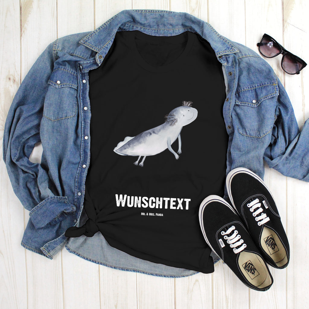 Größe XL Personalisiertes T-Shirt Axolotl schwimmt T-Shirt Personalisiert, T-Shirt mit Namen, T-Shirt mit Aufruck, Männer, Frauen, Axolotl, Molch, Axolot, Schwanzlurch, Lurch, Lurche, Problem, Probleme, Lösungen, Motivation
