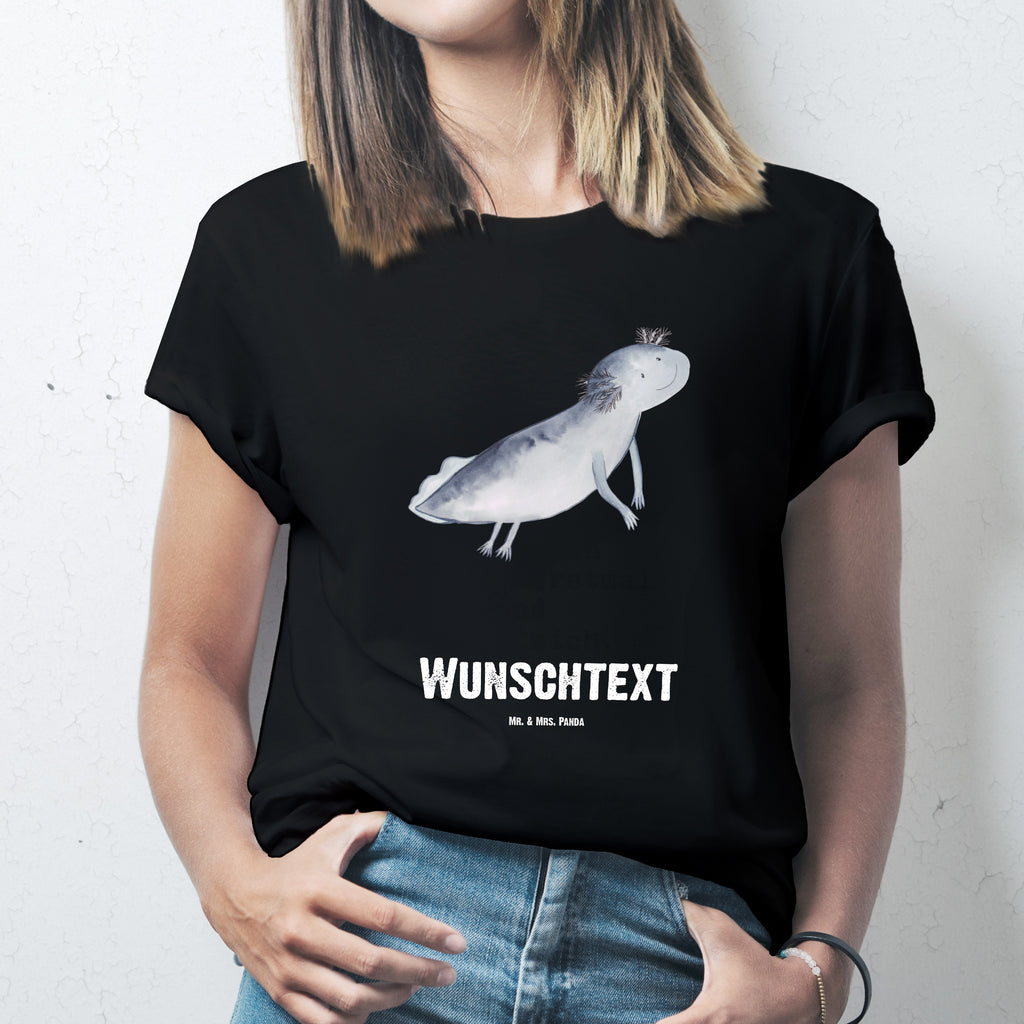 Größe XL Personalisiertes T-Shirt Axolotl schwimmt T-Shirt Personalisiert, T-Shirt mit Namen, T-Shirt mit Aufruck, Männer, Frauen, Axolotl, Molch, Axolot, Schwanzlurch, Lurch, Lurche, Problem, Probleme, Lösungen, Motivation