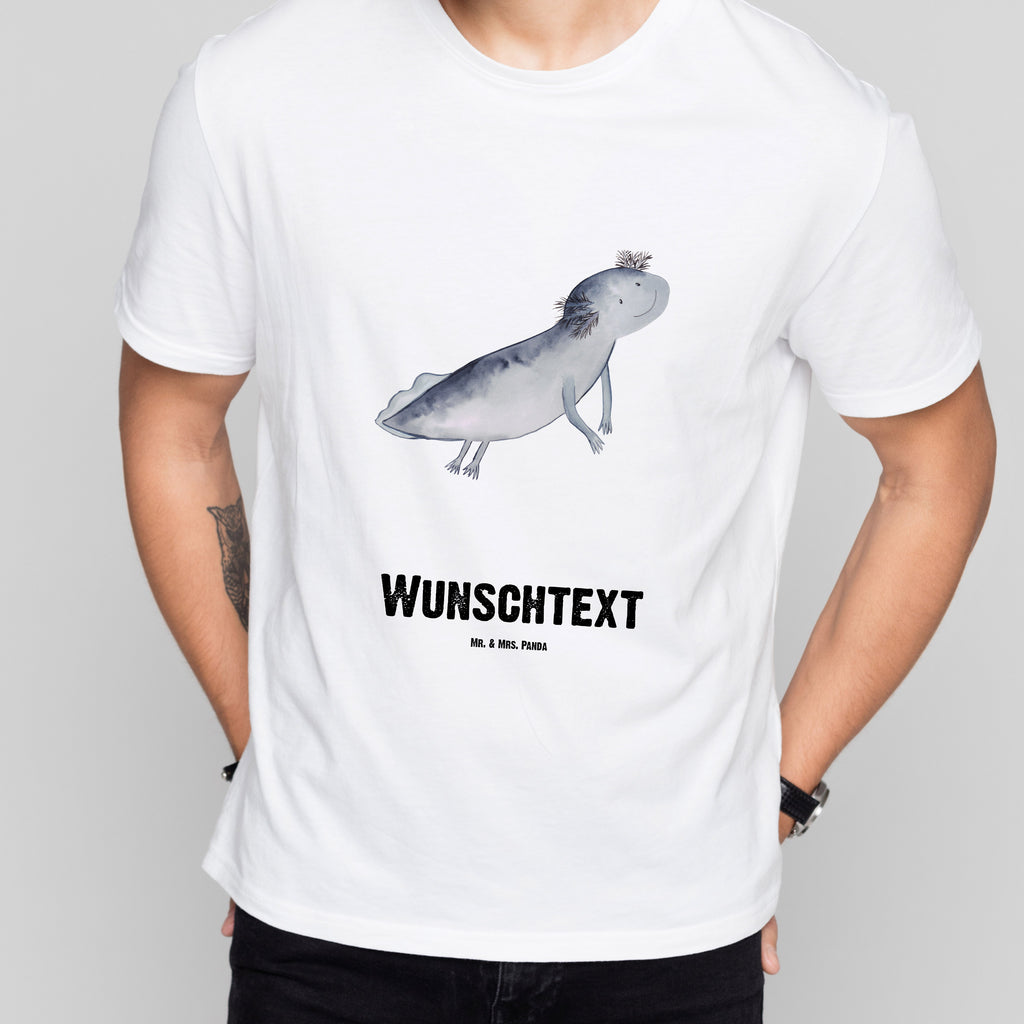 Größe XL Personalisiertes T-Shirt Axolotl schwimmt T-Shirt Personalisiert, T-Shirt mit Namen, T-Shirt mit Aufruck, Männer, Frauen, Axolotl, Molch, Axolot, Schwanzlurch, Lurch, Lurche, Problem, Probleme, Lösungen, Motivation