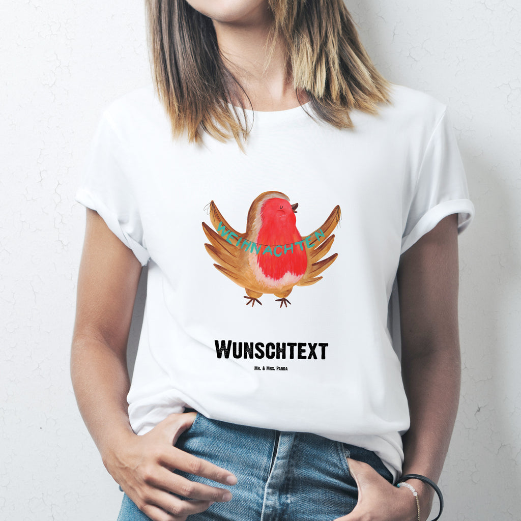 Größe XL Personalisiertes T-Shirt Rotkehlchen Weihnachten T-Shirt Personalisiert, T-Shirt mit Namen, T-Shirt mit Aufruck, Männer, Frauen, Winter, Weihnachten, Weihnachtsdeko, Nikolaus, Advent, Heiligabend, Wintermotiv, Frohe Weihnachten, Weihnachtsmotiv, Weihnachtsgruß, Vogel, xmas