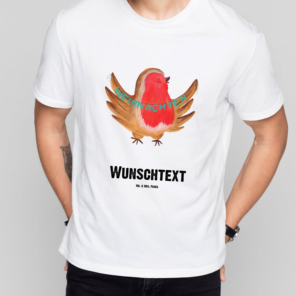 Größe XL Personalisiertes T-Shirt Rotkehlchen Weihnachten T-Shirt Personalisiert, T-Shirt mit Namen, T-Shirt mit Aufruck, Männer, Frauen, Winter, Weihnachten, Weihnachtsdeko, Nikolaus, Advent, Heiligabend, Wintermotiv, Frohe Weihnachten, Weihnachtsmotiv, Weihnachtsgruß, Vogel, xmas