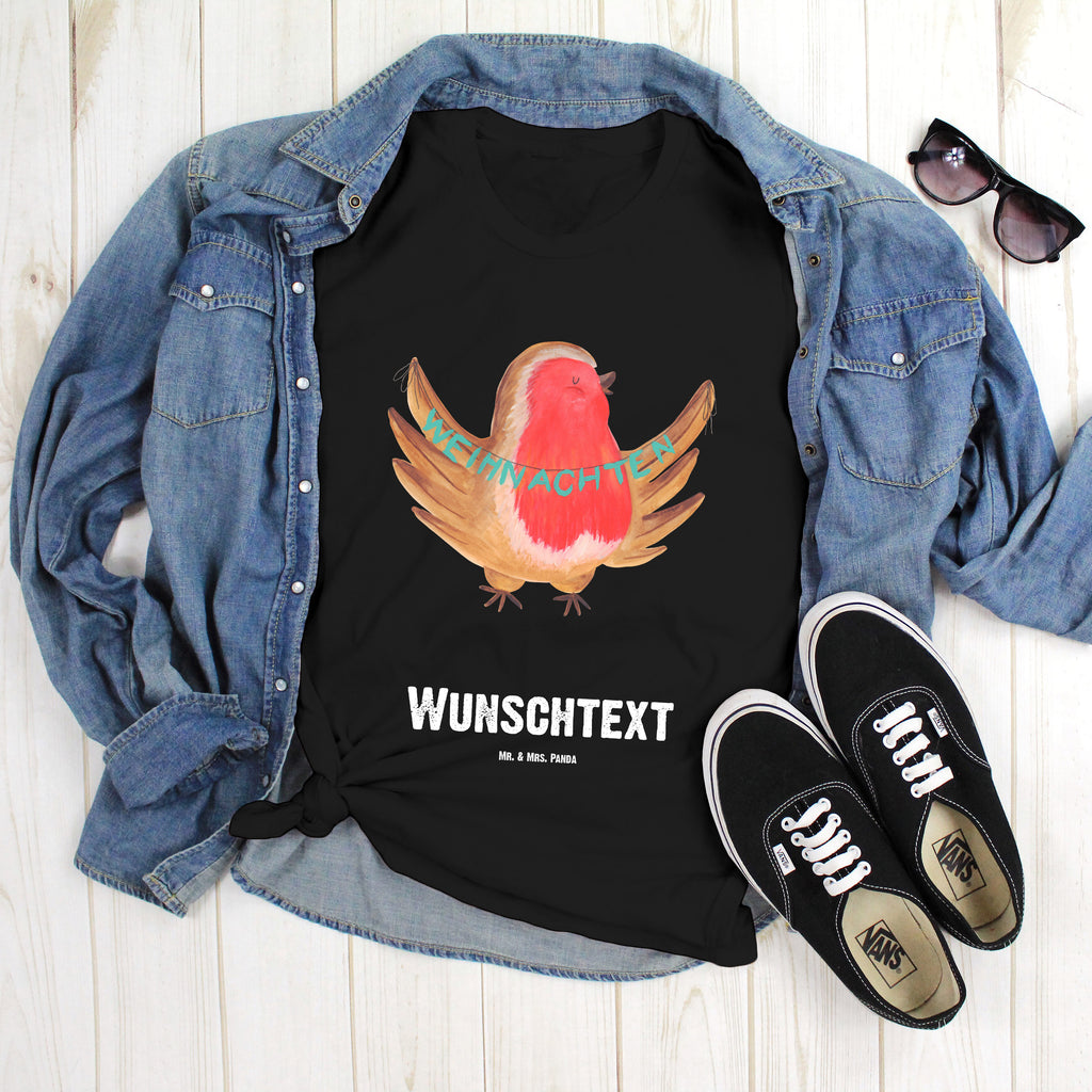 Größe XL Personalisiertes T-Shirt Rotkehlchen Weihnachten T-Shirt Personalisiert, T-Shirt mit Namen, T-Shirt mit Aufruck, Männer, Frauen, Winter, Weihnachten, Weihnachtsdeko, Nikolaus, Advent, Heiligabend, Wintermotiv, Frohe Weihnachten, Weihnachtsmotiv, Weihnachtsgruß, Vogel, xmas