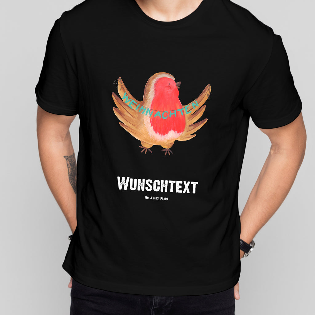 Größe XL Personalisiertes T-Shirt Rotkehlchen Weihnachten T-Shirt Personalisiert, T-Shirt mit Namen, T-Shirt mit Aufruck, Männer, Frauen, Winter, Weihnachten, Weihnachtsdeko, Nikolaus, Advent, Heiligabend, Wintermotiv, Frohe Weihnachten, Weihnachtsmotiv, Weihnachtsgruß, Vogel, xmas