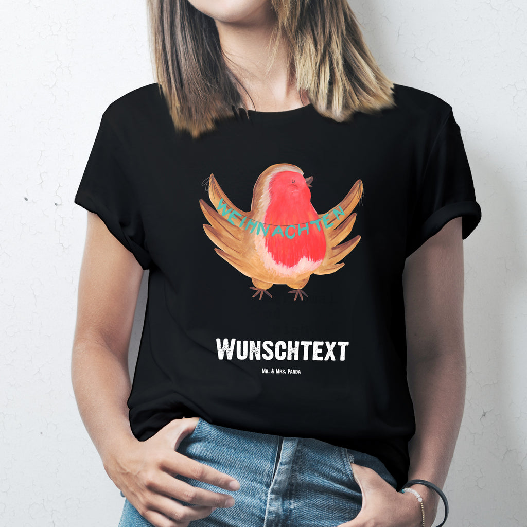 Größe XL Personalisiertes T-Shirt Rotkehlchen Weihnachten T-Shirt Personalisiert, T-Shirt mit Namen, T-Shirt mit Aufruck, Männer, Frauen, Winter, Weihnachten, Weihnachtsdeko, Nikolaus, Advent, Heiligabend, Wintermotiv, Frohe Weihnachten, Weihnachtsmotiv, Weihnachtsgruß, Vogel, xmas
