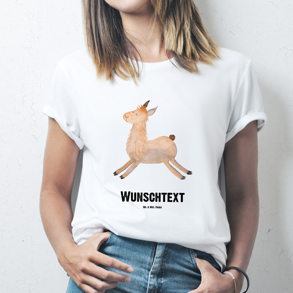 Größe XL Personalisiertes T-Shirt Lama springend T-Shirt Personalisiert, T-Shirt mit Namen, T-Shirt mit Aufruck, Männer, Frauen, Lama, Alpaka, Lamas, Lieblingstag, Happy day, fröhlich, Glück, Freundin, Liebeskummer, Neustart, guten Morgen, Start, Prüfung, Abitur