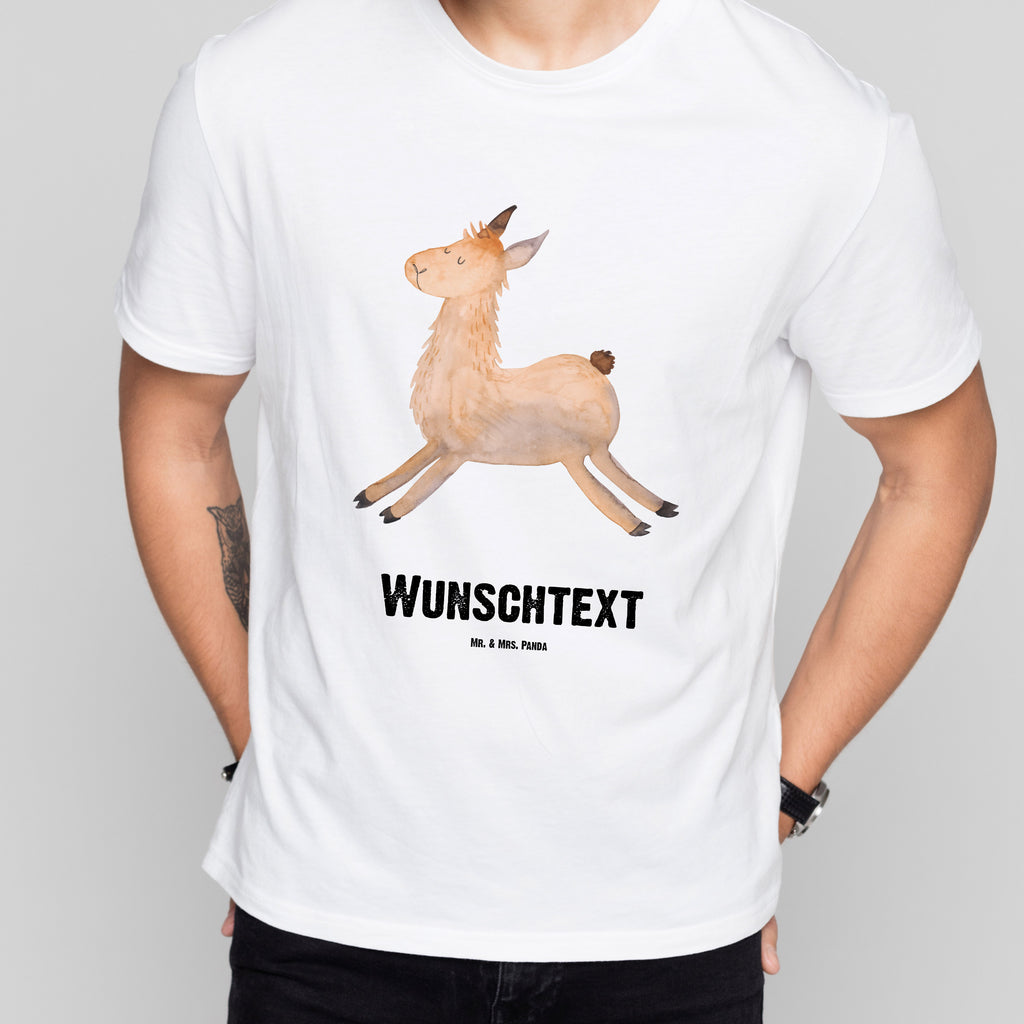 Größe XL Personalisiertes T-Shirt Lama springend T-Shirt Personalisiert, T-Shirt mit Namen, T-Shirt mit Aufruck, Männer, Frauen, Lama, Alpaka, Lamas, Lieblingstag, Happy day, fröhlich, Glück, Freundin, Liebeskummer, Neustart, guten Morgen, Start, Prüfung, Abitur