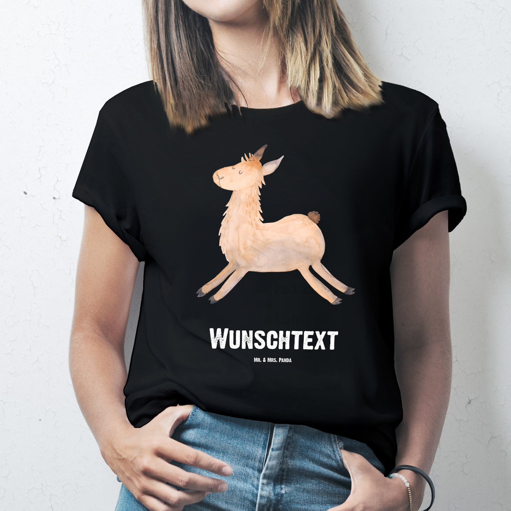Größe XL Personalisiertes T-Shirt Lama springend T-Shirt Personalisiert, T-Shirt mit Namen, T-Shirt mit Aufruck, Männer, Frauen, Lama, Alpaka, Lamas, Lieblingstag, Happy day, fröhlich, Glück, Freundin, Liebeskummer, Neustart, guten Morgen, Start, Prüfung, Abitur