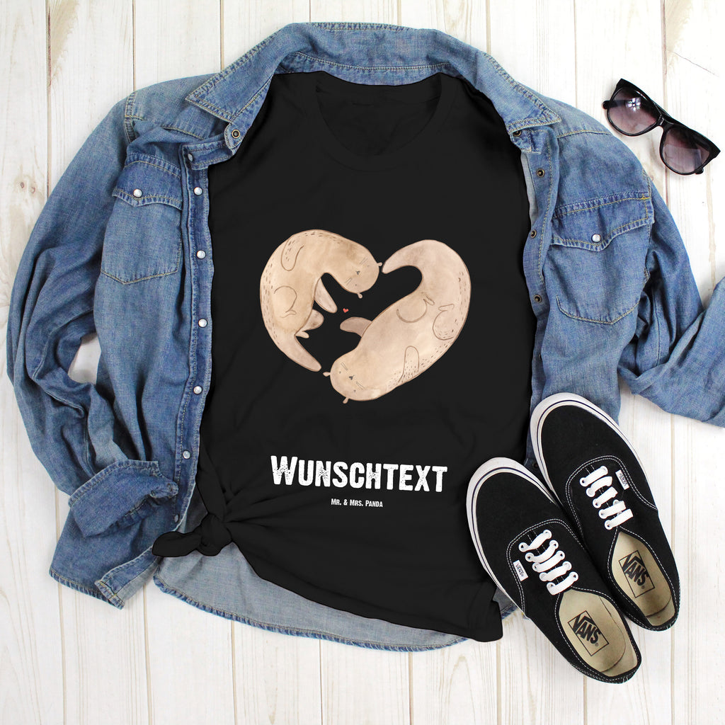 Größe XL Personalisiertes T-Shirt Otter Herz T-Shirt Personalisiert, T-Shirt mit Namen, T-Shirt mit Aufruck, Männer, Frauen, Otter, Fischotter, Seeotter, Liebe, Herz, Liebesbeweis, Liebesgeschenk, Bessere Hälfte, Love you, Jahrestag, Hochzeitstag, Verlobung, gemeinsames Leben