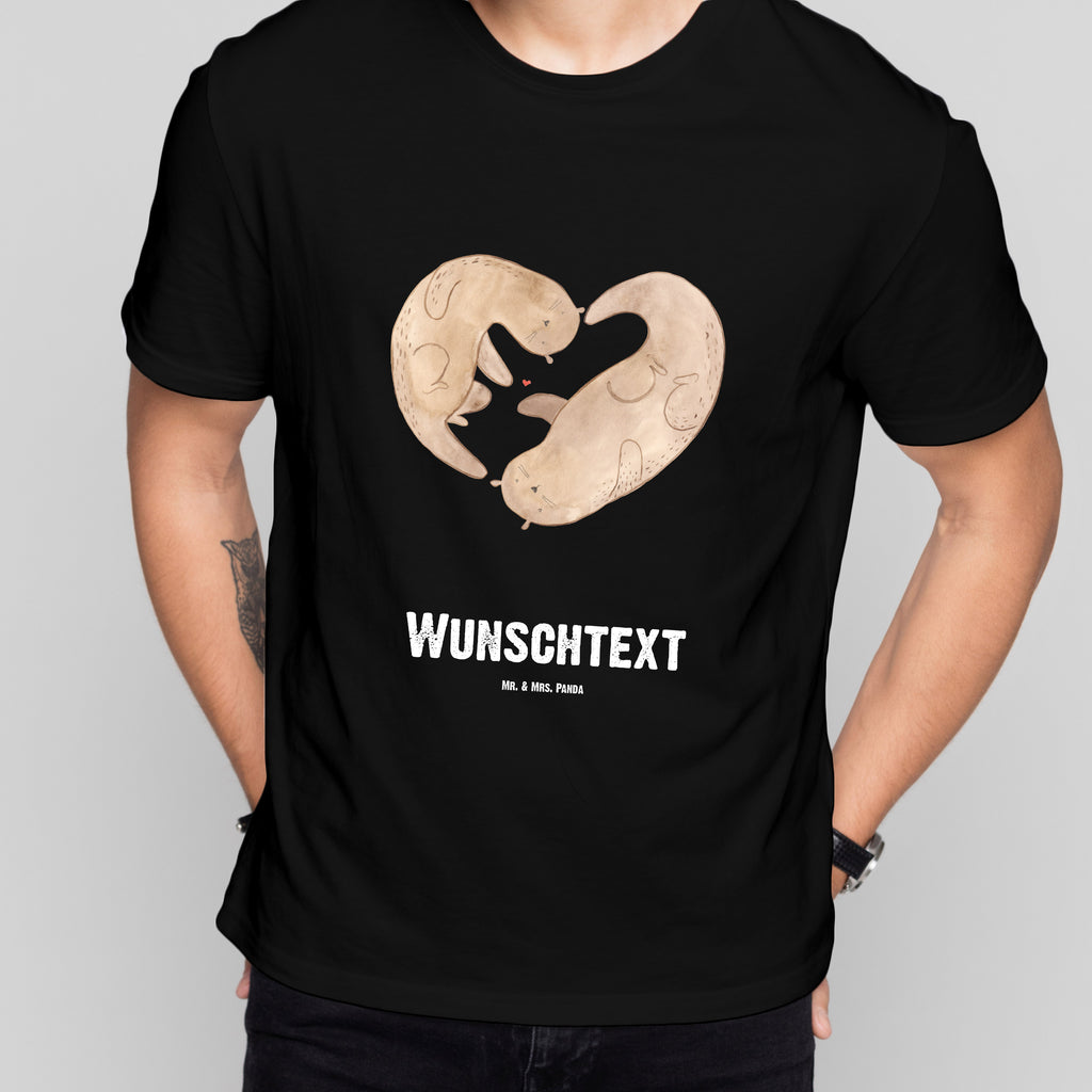 Größe XL Personalisiertes T-Shirt Otter Herz T-Shirt Personalisiert, T-Shirt mit Namen, T-Shirt mit Aufruck, Männer, Frauen, Otter, Fischotter, Seeotter, Liebe, Herz, Liebesbeweis, Liebesgeschenk, Bessere Hälfte, Love you, Jahrestag, Hochzeitstag, Verlobung, gemeinsames Leben