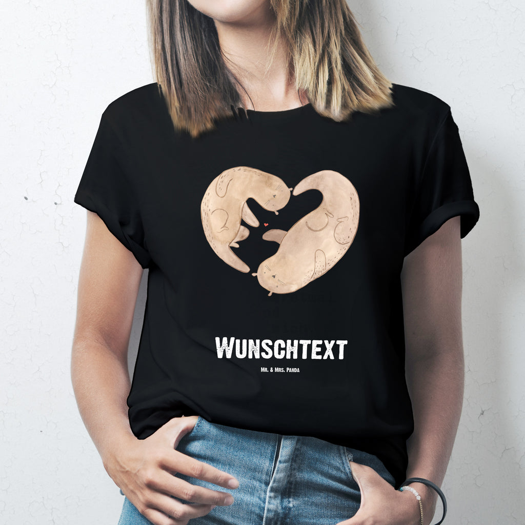 Größe XL Personalisiertes T-Shirt Otter Herz T-Shirt Personalisiert, T-Shirt mit Namen, T-Shirt mit Aufruck, Männer, Frauen, Otter, Fischotter, Seeotter, Liebe, Herz, Liebesbeweis, Liebesgeschenk, Bessere Hälfte, Love you, Jahrestag, Hochzeitstag, Verlobung, gemeinsames Leben