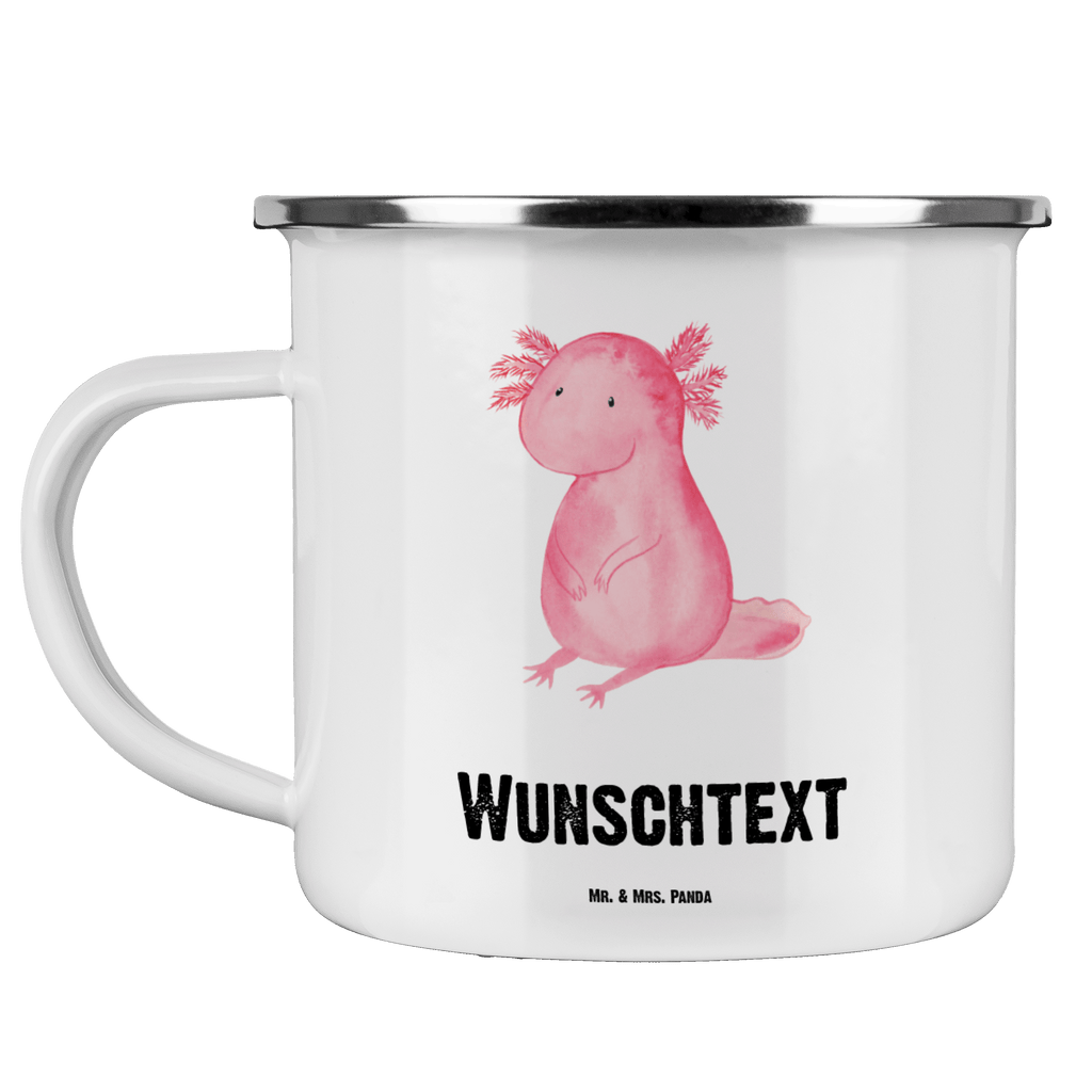 Personalisierte Emaille Tasse Axolotl Emaille Tasse personalisiert, Emaille Tasse mit Namen, Campingtasse personalisiert, Namenstasse, Campingtasse bedrucken, Campinggeschirr personalsisert, Axolotl, Molch, Axolot, vergnügt, fröhlich, zufrieden, Lebensstil, Weisheit, Lebensweisheit, Liebe, Freundin
