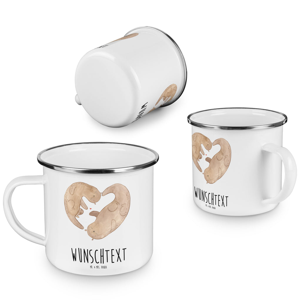 Personalisierte Emaille Tasse Otter Herz Emaille Tasse personalisiert, Emaille Tasse mit Namen, Campingtasse personalisiert, Namenstasse, Campingtasse bedrucken, Campinggeschirr personalsisert, Otter, Fischotter, Seeotter, Liebe, Herz, Liebesbeweis, Liebesgeschenk, Bessere Hälfte, Love you, Jahrestag, Hochzeitstag, Verlobung, gemeinsames Leben