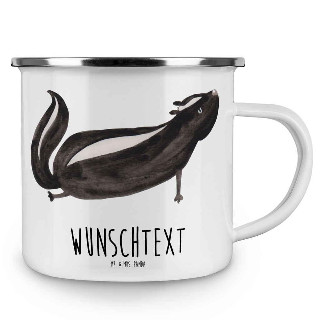 Personalisierte Emaille Tasse Stinktier Yoga Emaille Tasse personalisiert, Emaille Tasse mit Namen, Campingtasse personalisiert, Namenstasse, Campingtasse bedrucken, Campinggeschirr personalsisert, Stinktier, Skunk, Wildtier, Raubtier, Stinker, Stinki, Yoga, Namaste, Lebe, Liebe, Lache