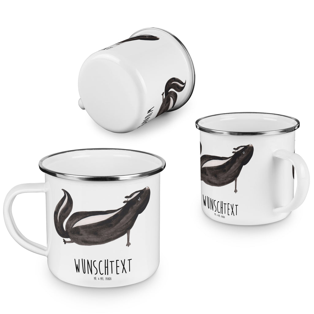 Personalisierte Emaille Tasse Stinktier Yoga Emaille Tasse personalisiert, Emaille Tasse mit Namen, Campingtasse personalisiert, Namenstasse, Campingtasse bedrucken, Campinggeschirr personalsisert, Stinktier, Skunk, Wildtier, Raubtier, Stinker, Stinki, Yoga, Namaste, Lebe, Liebe, Lache