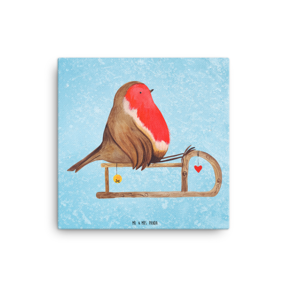 Leinwand Bild Rotkehlchen Schlitten Leinwand, Bild, Kunstdruck, Wanddeko, Dekoration, Winter, Weihnachten, Weihnachtsdeko, Nikolaus, Advent, Heiligabend, Wintermotiv, Schlitten, Vogel