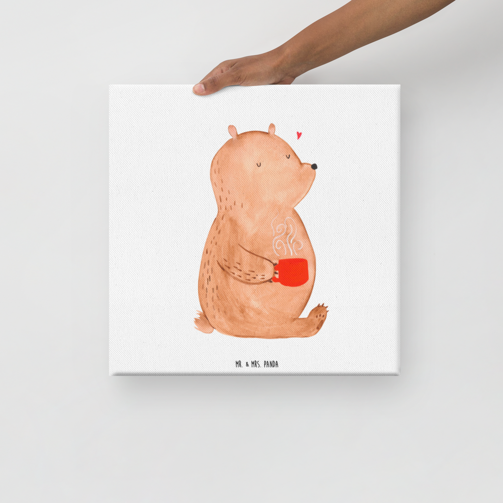 Leinwand Bild Bär Kaffee Leinwand, Bild, Kunstdruck, Wanddeko, Dekoration, Bär, Teddy, Teddybär, Kaffee, Coffee, Bären, guten Morgen, Morgenroutine, Welt erobern, Welt retten, Motivation