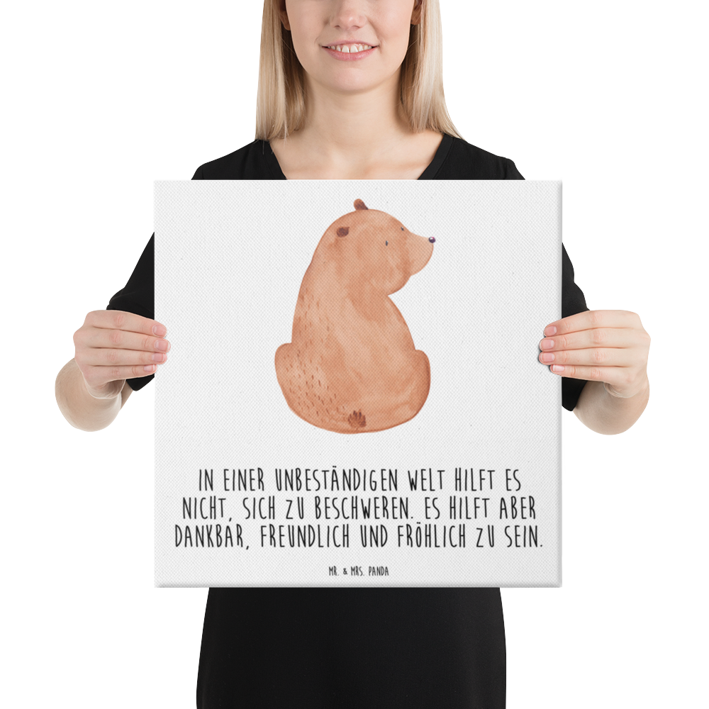 Leinwand Bild Bär Schulterblick Leinwand, Bild, Kunstdruck, Wanddeko, Dekoration, Bär, Teddy, Teddybär, Selbstachtung, Weltansicht, Motivation, Bären, Bärenliebe, Weisheit