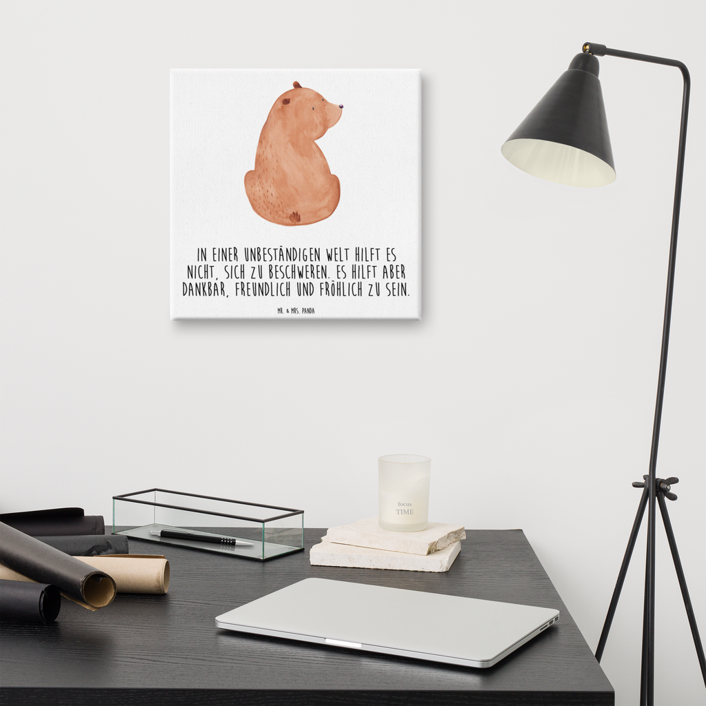 Leinwand Bild Bär Schulterblick Leinwand, Bild, Kunstdruck, Wanddeko, Dekoration, Bär, Teddy, Teddybär, Selbstachtung, Weltansicht, Motivation, Bären, Bärenliebe, Weisheit