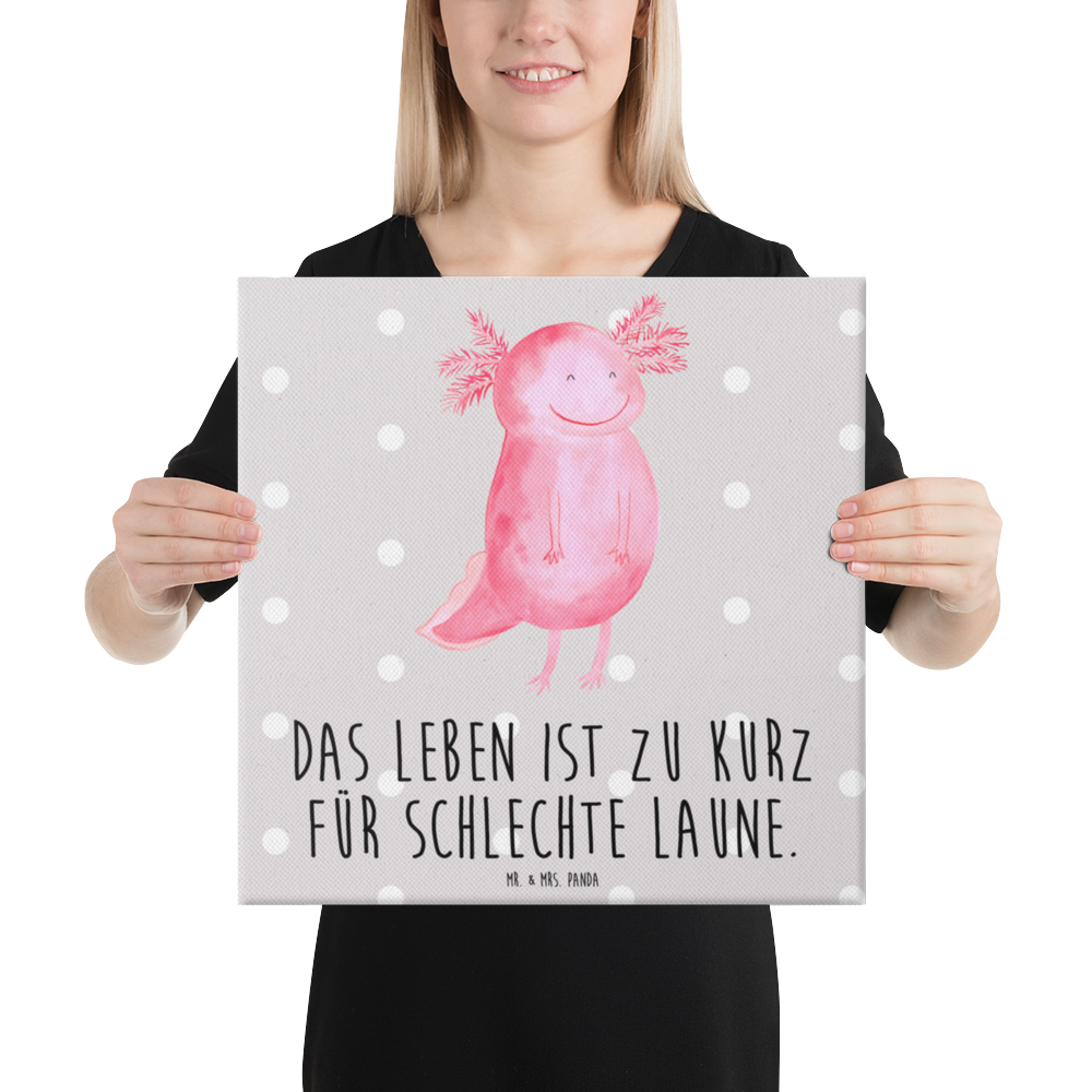 Leinwand Bild Axolotl glücklich Leinwand, Bild, Kunstdruck, Wanddeko, Dekoration, Axolotl, Molch, Axolot, Schwanzlurch, Lurch, Lurche, Motivation, gute Laune