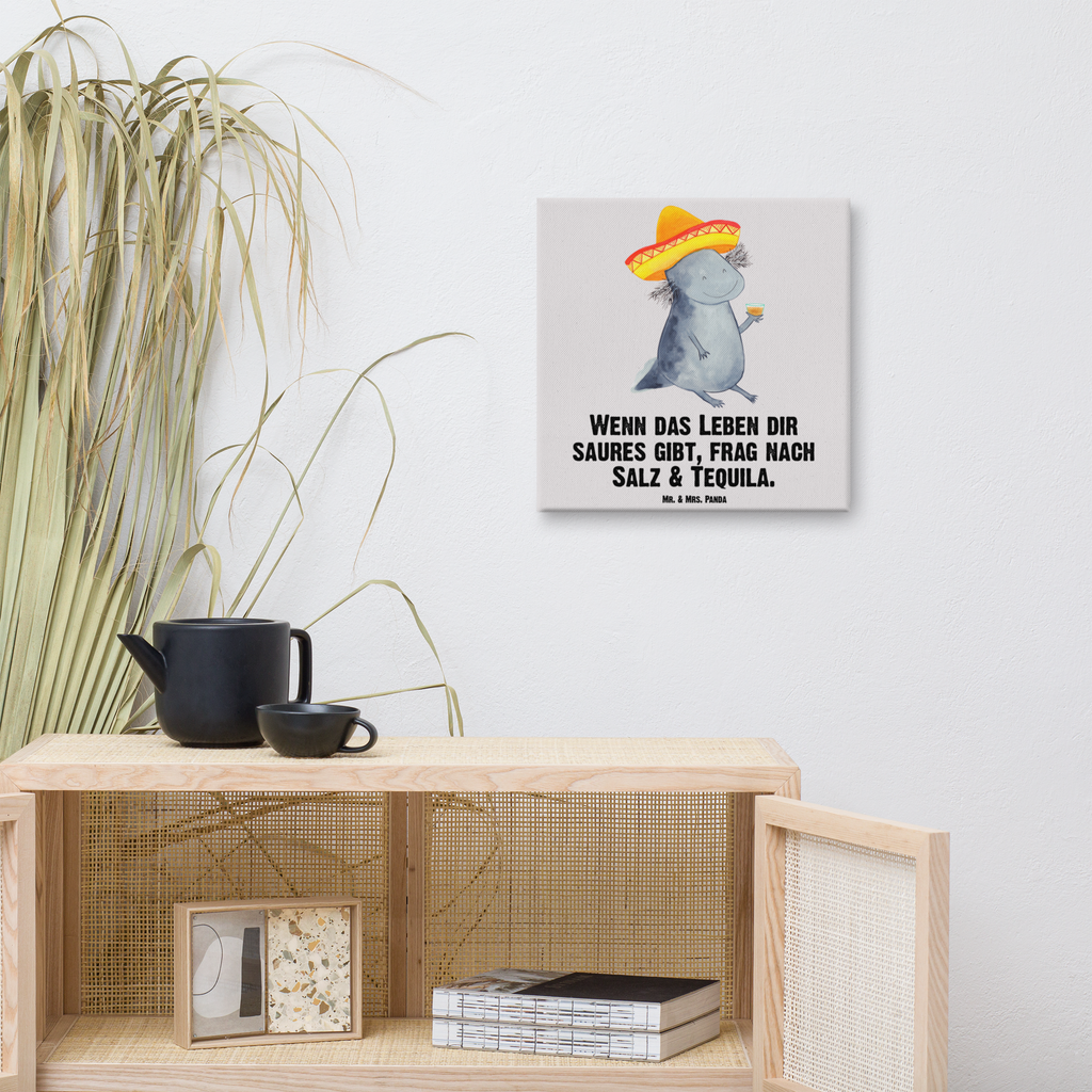 Leinwand Bild Axolotl Tequila Leinwand, Bild, Kunstdruck, Wanddeko, Dekoration, Axolotl, Molch, Mexico, Mexiko, Sombrero, Zitrone, Tequila, Motivation, Spruch, Schwanzlurch, Lurch, Lurche, Axolot, Feuerdrache, Feuersalamander