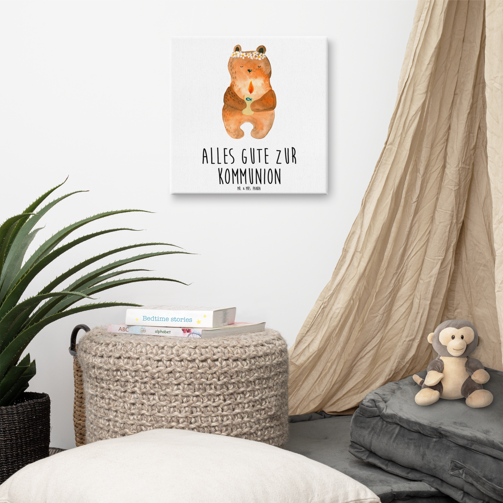 Leinwand Bild Kommunion-Bär Leinwand, Bild, Kunstdruck, Wanddeko, Dekoration, Bär, Teddy, Teddybär, Kommunion, Gottes Segen, Taufkerze, katholisch