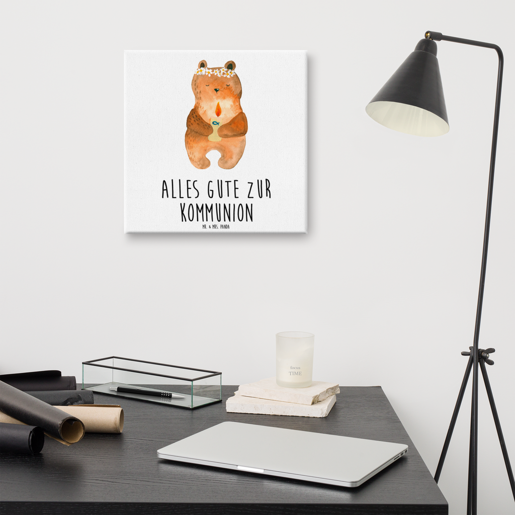 Leinwand Bild Kommunion-Bär Leinwand, Bild, Kunstdruck, Wanddeko, Dekoration, Bär, Teddy, Teddybär, Kommunion, Gottes Segen, Taufkerze, katholisch