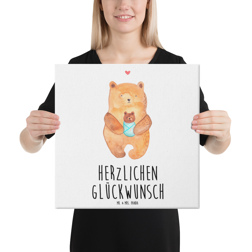 Leinwand Bild Bär mit Baby Leinwand, Bild, Kunstdruck, Wanddeko, Dekoration, Bär, Teddy, Teddybär, Eltern, Mutter, Baby, Taufe, Geburt, Nichte, Neffe, Enkel, Enkelin, Täufling, Geburtstag, Glückwunsch