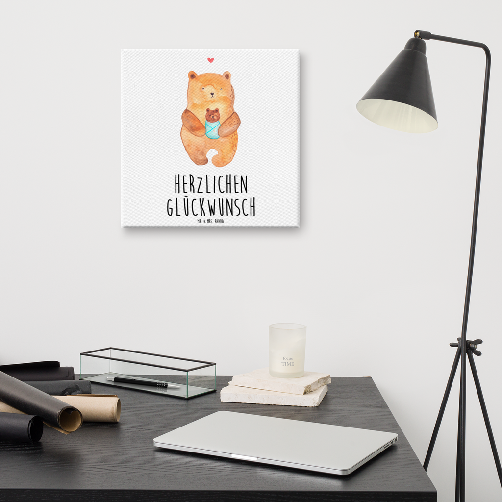 Leinwand Bild Bär mit Baby Leinwand, Bild, Kunstdruck, Wanddeko, Dekoration, Bär, Teddy, Teddybär, Eltern, Mutter, Baby, Taufe, Geburt, Nichte, Neffe, Enkel, Enkelin, Täufling, Geburtstag, Glückwunsch