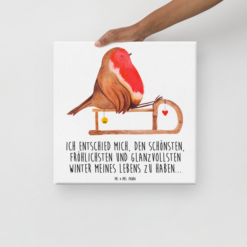 Leinwand Bild Rotkehlchen Schlitten Leinwand, Bild, Kunstdruck, Wanddeko, Dekoration, Winter, Weihnachten, Weihnachtsdeko, Nikolaus, Advent, Heiligabend, Wintermotiv, Schlitten, Vogel