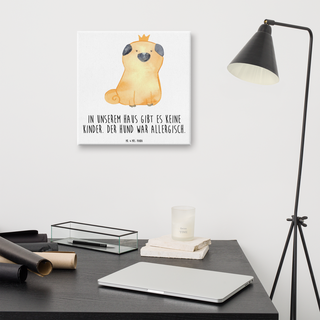 Leinwand Bild Mops Krone Leinwand, Bild, Kunstdruck, Wanddeko, Dekoration, Hund, Hundemotiv, Haustier, Hunderasse, Tierliebhaber, Hundebesitzer, Sprüche, Mops, allergisch, kinderlos, Hausregel, Hundebesitzer. Spruch, lustig
