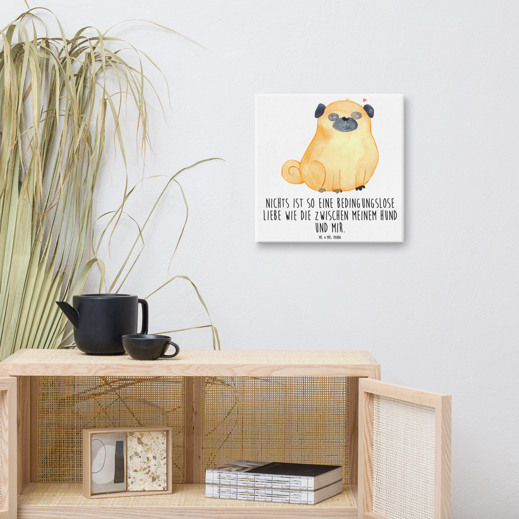 Leinwand Bild Mops Leinwand, Bild, Kunstdruck, Wanddeko, Dekoration, Hund, Hundemotiv, Haustier, Hunderasse, Tierliebhaber, Hundebesitzer, Sprüche, Mops, Liebe, Hundeliebe