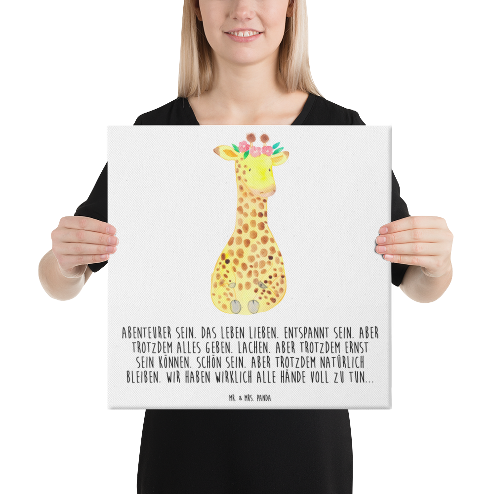 Leinwand Bild Giraffe Blumenkranz Leinwand, Bild, Kunstdruck, Wanddeko, Dekoration, Afrika, Wildtiere, Giraffe, Blumenkranz, Abenteurer, Selbstliebe, Freundin