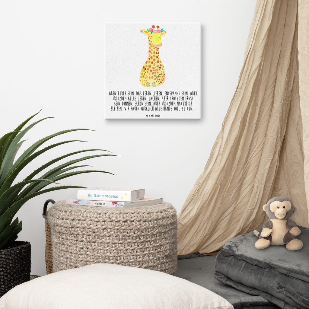 Leinwand Bild Giraffe Blumenkranz Leinwand, Bild, Kunstdruck, Wanddeko, Dekoration, Afrika, Wildtiere, Giraffe, Blumenkranz, Abenteurer, Selbstliebe, Freundin